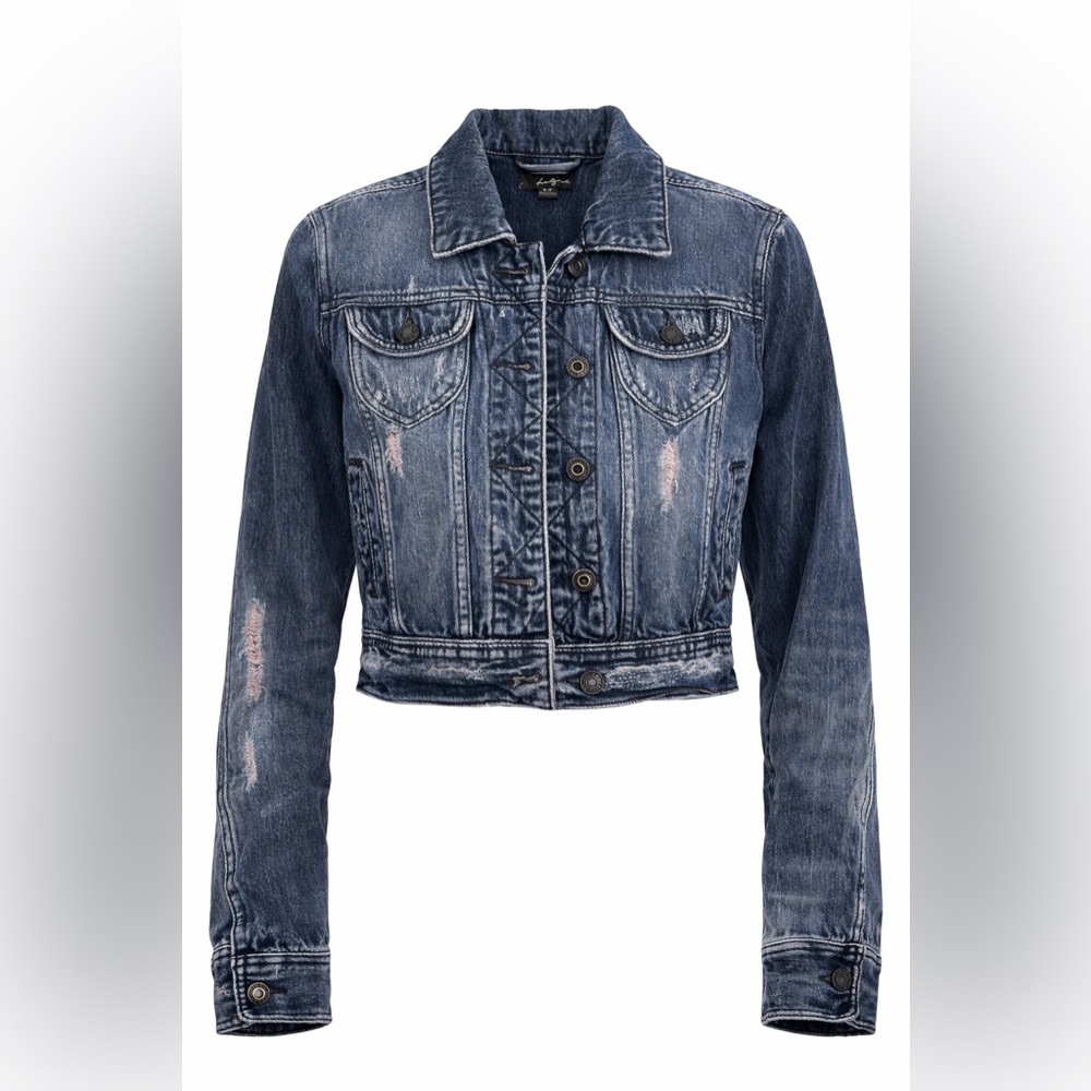 Twenty One Distressed Denim Jacket – Juniors Small | Medium Wash, Vintage Look